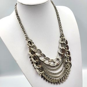 Chunky Silver Multi-Layer Silver Statement Necklace
